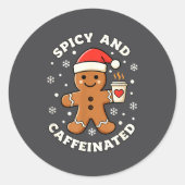 Baking Scy And Caffeinated Gingerbread Coffee Chri ラウンドシール (正面)