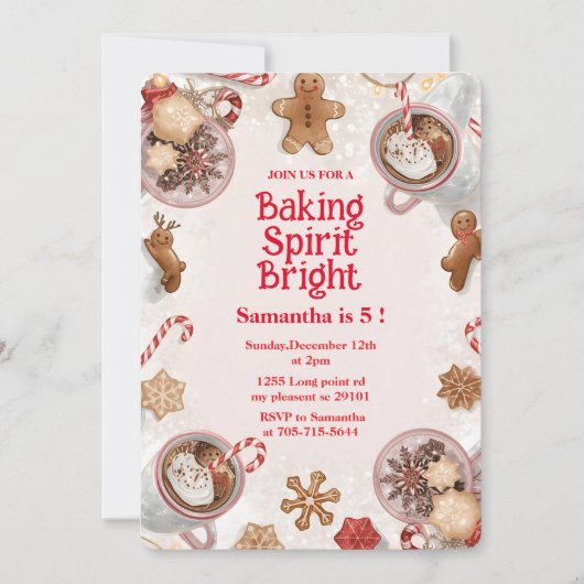 Baking Spirit Bright Christmas Cookie Birthday 招待状 (正面)