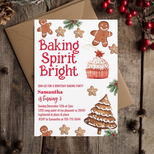 Baking Spirit Bright Christmas Cookie Birthday 招待状