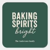 “Baking Spirits Bright” クリスマス スクエアシール (正面)