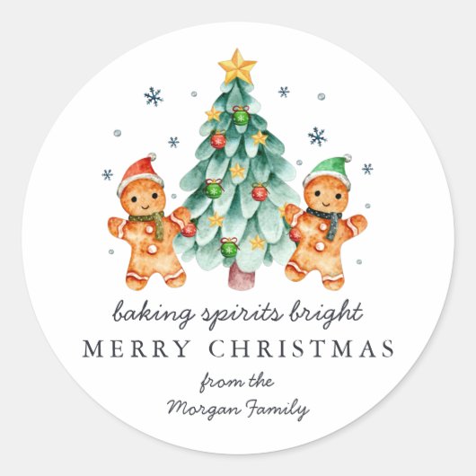 Baking Spirits Bright | クリスマス ホリデー クラシック ラウンドシール (正面)