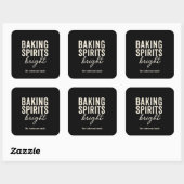 Baking Spirits Bright | モダンブラッククリスマス スクエアシール (シート)