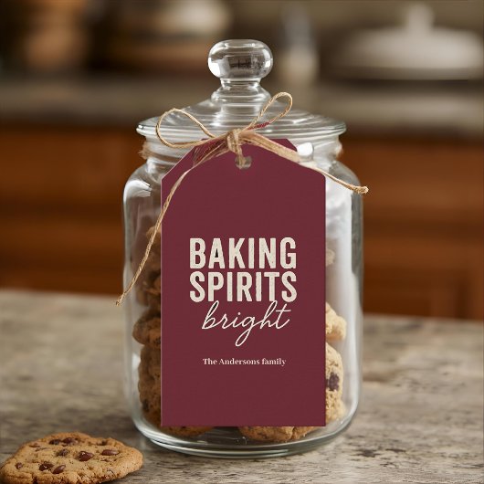 Baking Spirits Bright ワインレッドクリスマス ギフトタグ