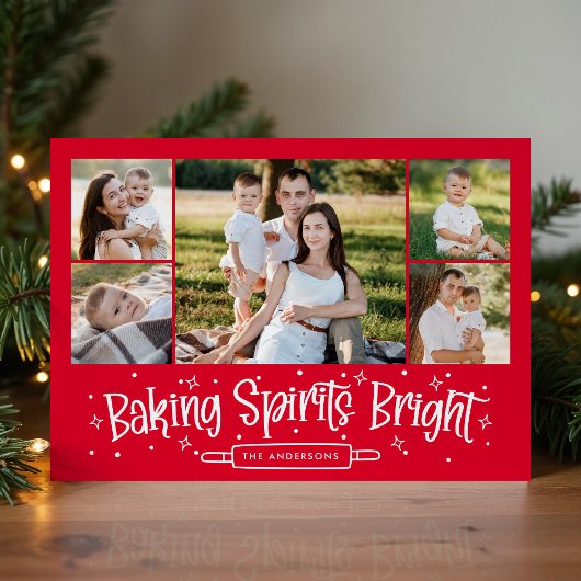 Baking Spirits Bright 赤 5枚フォトコラージュ シーズンカード