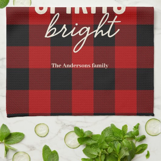 Baking Spirits Bright Buffalo Plaid Christmas キッチンタオル (折り畳み)