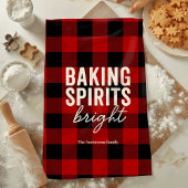 Baking Spirits Bright Buffalo Plaid Christmas キッチンタオル
