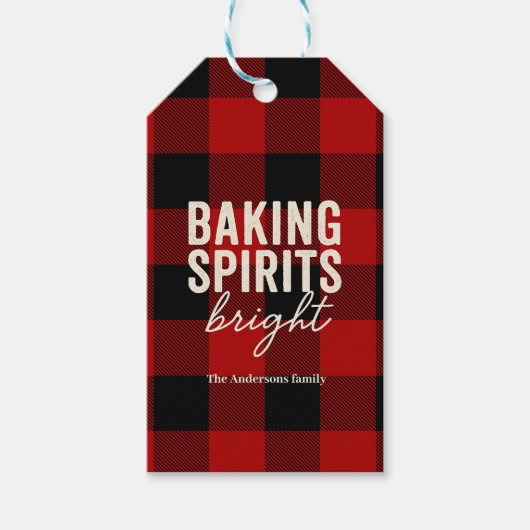 Baking Spirits Bright Buffalo Plaid Christmas ギフトタグ (正面)