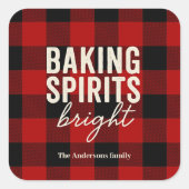 Baking Spirits Bright Buffalo Plaid Christmas スクエアシール (正面)