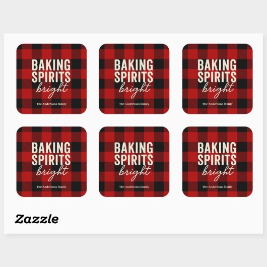 Baking Spirits Bright Buffalo Plaid Christmas スクエアシール (シート)