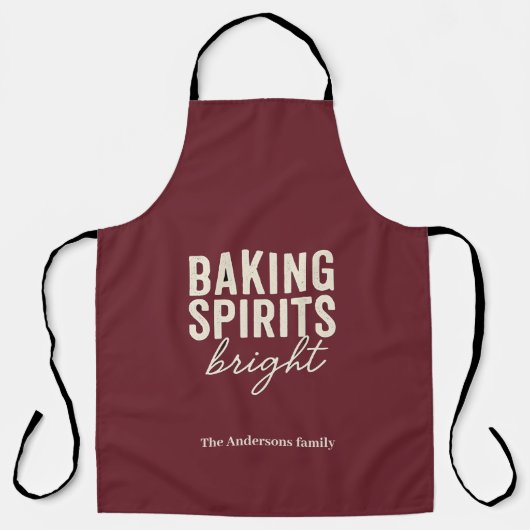 Baking Spirits Bright | Burgundy Christmas エプロン (正面)