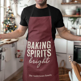 Baking Spirits Bright | Burgundy Christmas エプロン