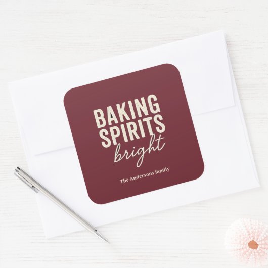 Baking Spirits Bright Burgundy Holiday スクエアシール (封筒)