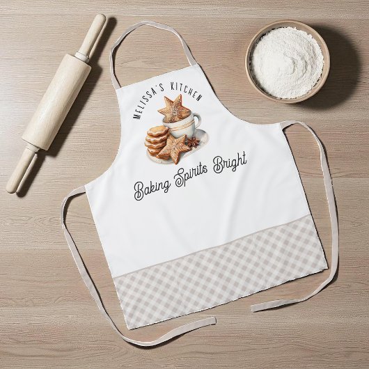 Baking Spirits Bright Christmas Cookies with Name エプロン