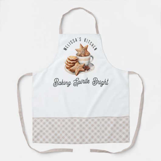 Baking Spirits Bright Christmas Cookies with Name エプロン (正面)