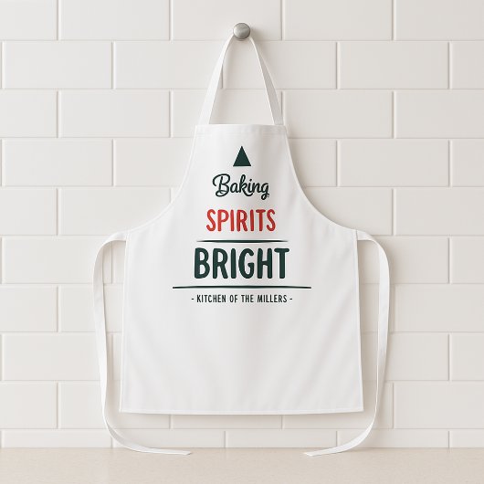 Baking Spirits Bright Christmas Tree Custom Name エプロン