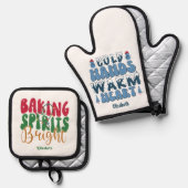 Baking Spirits Bright & Cold Hands Warm Heart Xmas 鍋つかみ&鍋敷きセット (正面/裏面)