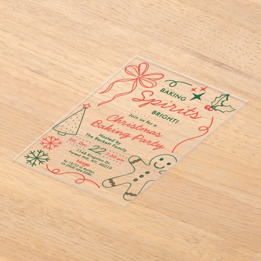 Baking Spirits Bright | Holiday Cookie Swap Party アクリル招待状 (レイダウン)