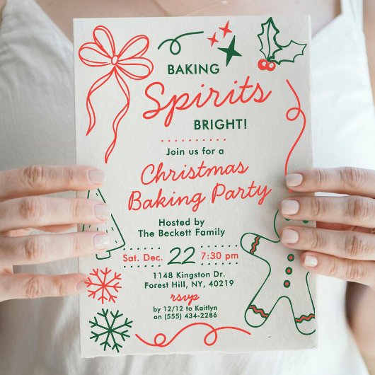 Baking Spirits Bright | Holiday Cookie Swap Party 招待状