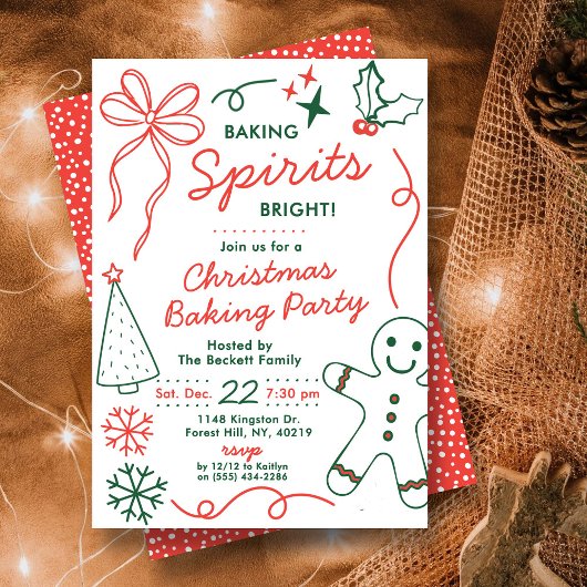 Baking Spirits Bright | Holiday Cookie Swap Party 招待状
