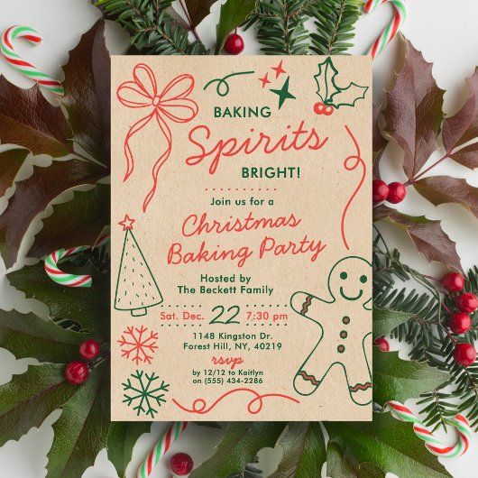 Baking Spirits Bright | Holiday Cookie Swap Party 招待状