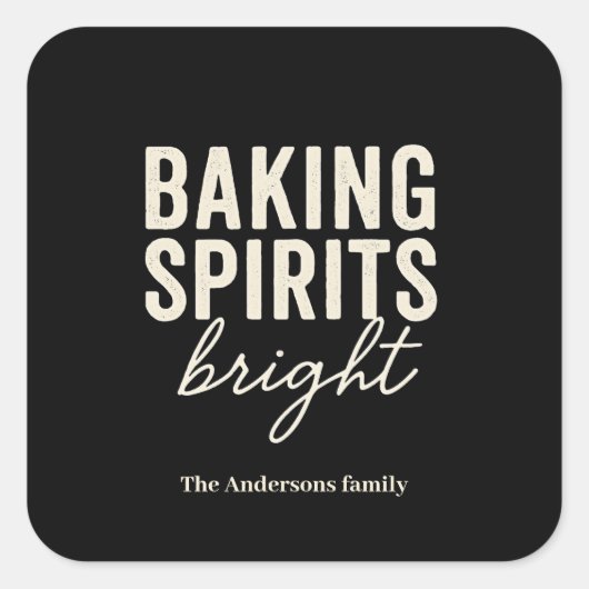 Baking Spirits Bright | Modern Black Christmas  スクエアシール (正面)