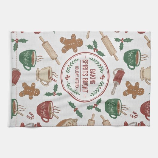 Baking Spirits Bright- Vintage Christmas Tea キッチンタオル (横)