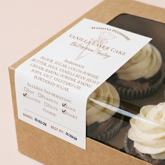 Baking Spoon Bakery Ingredients Allergy Food Label 長方形シール