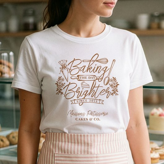 Baking the Day Brighter Bakery Logo Bakery Uniform トライブレンドＴシャツ