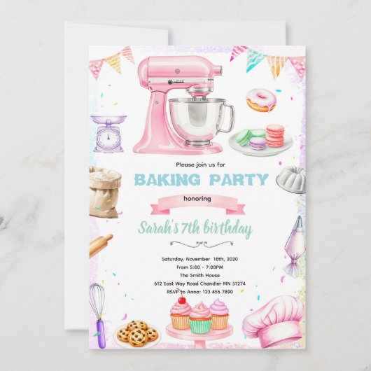 Baking theme party invitation 招待状 (正面)