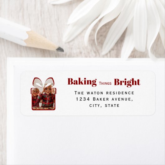 Baking Things Bright Christmas Photo Gift Design ラベル (インサイチュ)