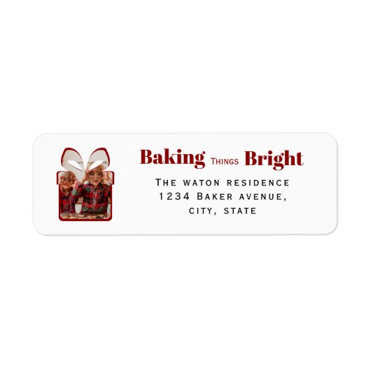 Baking Things Bright Christmas Photo Gift Design ラベル (正面)