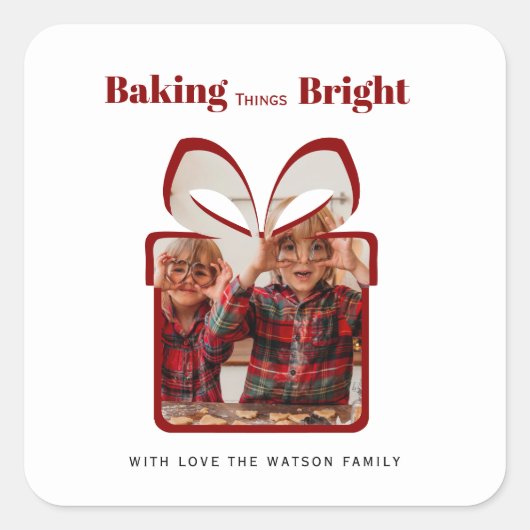 baking this bright christmas photo スクエアシール (正面)