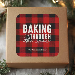 Baking Through the Snow Buffalo Plaid Christmas スクエアシール