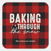 Baking Through the Snow Buffalo Plaid Christmas スクエアシール (正面)