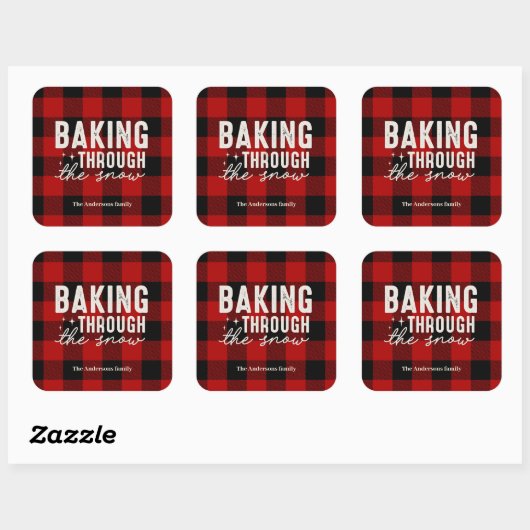 Baking Through the Snow Buffalo Plaid Christmas スクエアシール (シート)