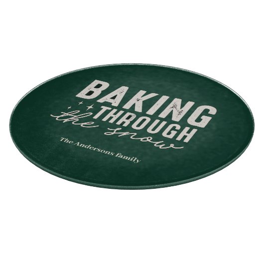 “Baking Through the Snow Personalized Forest Green カッティングボード (角)