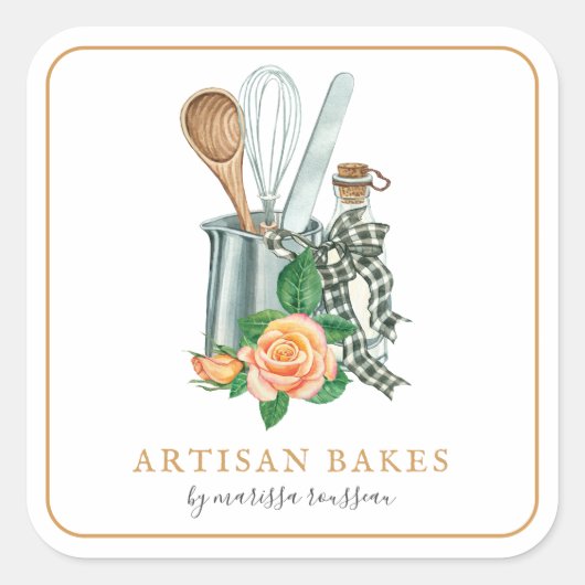 Baking Utensils Baker Bakery スクエアシール (正面)