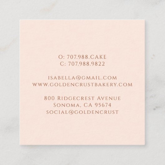 Baking Utensils Baker Bakery スクエア名刺 (裏面)