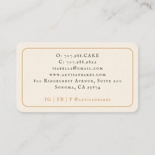 Baking Utensils Baker Bakery 名刺 (裏面)