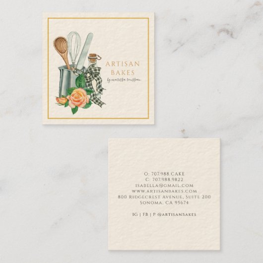 Baking Utensils Bakery Baker スクエア名刺 (正面/裏面)