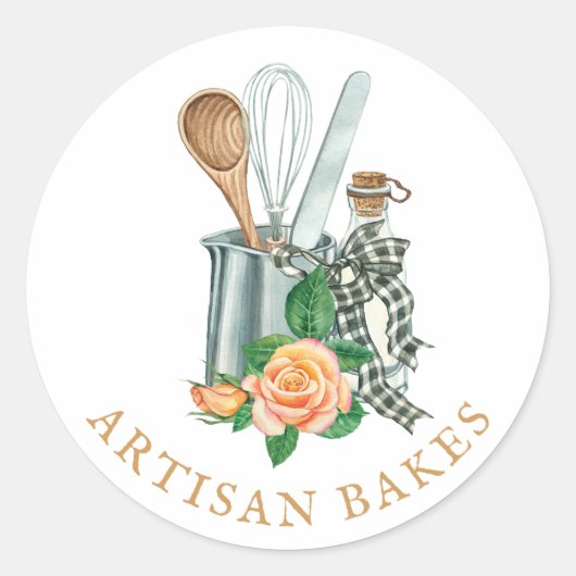 Baking Utensils Bakery Baker ラウンドシール (正面)