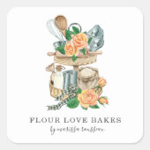 Baking Utensils Bakery Baker Watercolor スクエアシール (正面)
