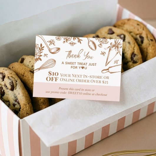 Baking Utensils Thank You Promo Code Bakery Logo 割引カード