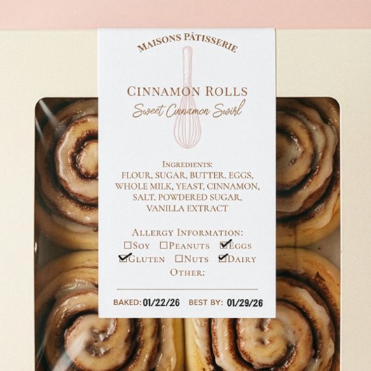 Baking Whisk Bakery Ingredients Allergy Food Label 長方形シール