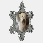 Bakster 1つの年の写真テンプレート スノーフレークピューターオーナメント (左)