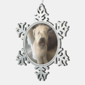 Bakster 1つの年の写真テンプレート スノーフレークピューターオーナメント (右)