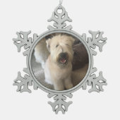 Bakster 1つの年の写真テンプレート スノーフレークピューターオーナメント (正面)