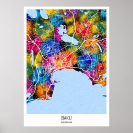 Baku Azerbaijan City Map ポスター