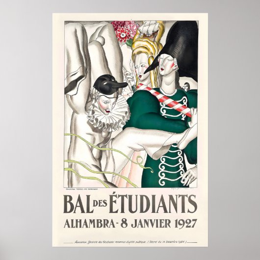 Bal des Etudiants Affiche Fashion Art Nouveau ポスター (正面)