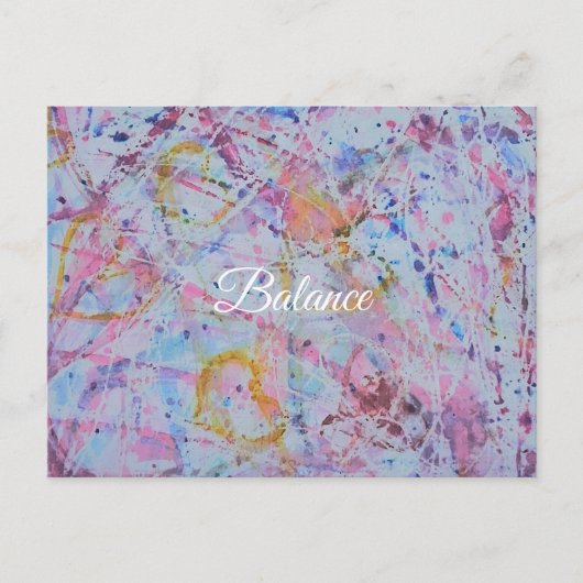 "Balance" Abstract Watercolor & Wax Resistance シーズンポストカード (正面)